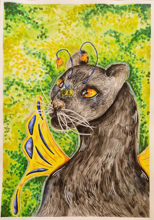 ein Siegerbild des Undine-Wettbewerbs: ein Panther vor grünem Hintergrund