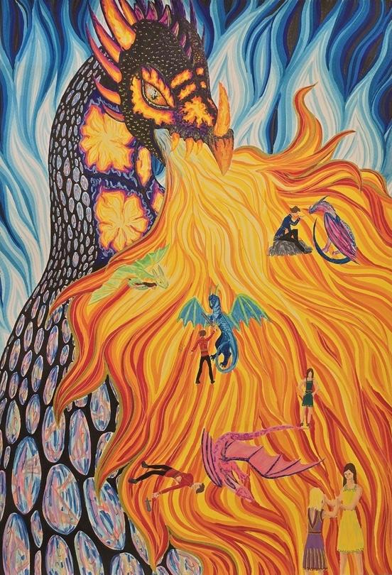 ein feuerspeiernder Drache