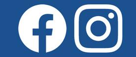 Icons von Facebook und Instagram auf blauem Hintergrund