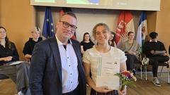 Meggy Hinze mit Guido Sachs von der MBS Brandenburg an der Havel