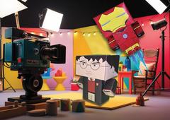 ein Filmstudio mit Harry Potter als eckige Pappfigur