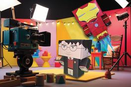 ein Filmstudio mit Harry Potter als eckige Pappfigur