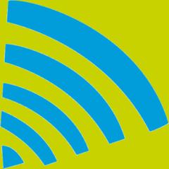 ein blaues WLAN-Zeichen auf grünem Hintergrund