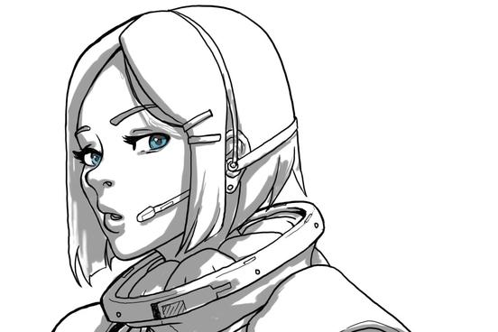 Astronautin im Manga-Stil