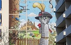 Das Bild des gestiefelten Katers an einer Hauswand im Stadtteil Hohenstücken