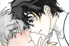 ein Vampir umfasst den Hals eines jungen Mannes